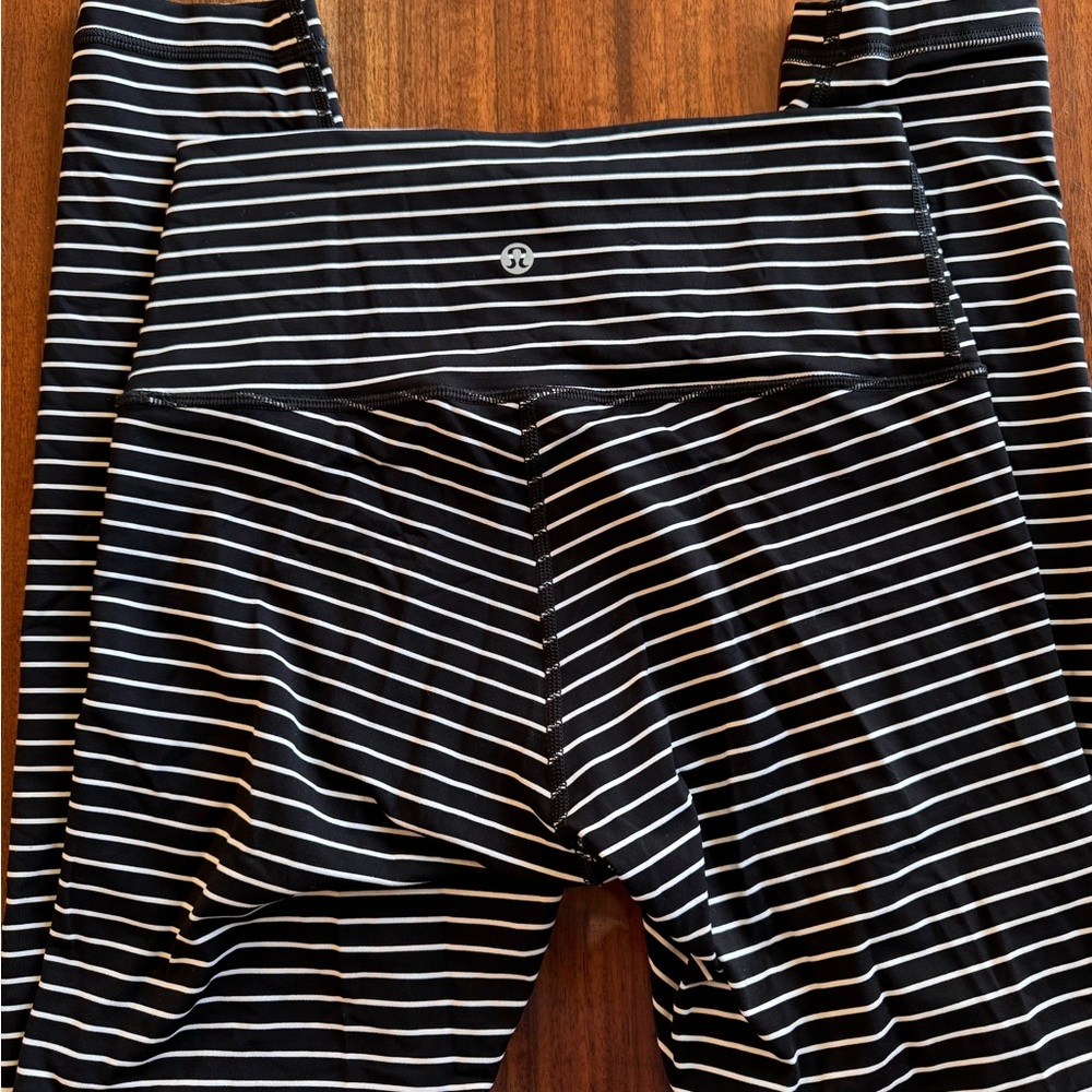 Lululemon black and white striped leggings
